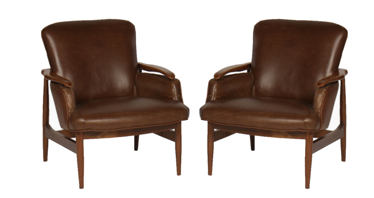 Pair Of Mid Century Modern Leather Club Chairs | Modernism